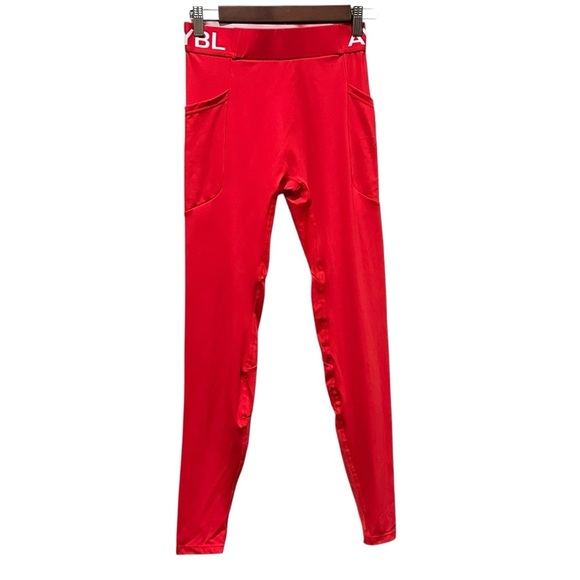 AYBL Leggings Red Compression Athletic Yoga Training Pockets Women’s Size Small - Picture 1 of 8